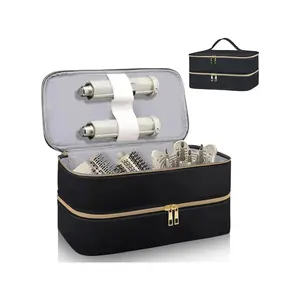 Travel Carrying Case , Double Layer Storage Case  Hair Dryer Attachments, Waterproof PU Leather Organizer Bag  Airwrap Styler, Hair Dryer Accessories, Haircare