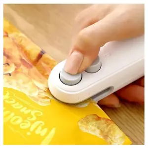 Rechargeable 2 in 1 Snacks Mini Bag Sealer with Cutter, Keep Food Fresh, White Plastic Bag Sealer, Ideal for Selling Bags