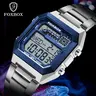 FOXBOX by LIGE High Quality Square Men's Hardlex Glass Watch - 40mm Alloy Case, Metal Clasp Band, Luminous Dial, Backlit Screen, Time/Date/Weekday Display, 30M Waterproof, Quartz Accuracy, Casual Fashion Durable Wristwatch for Daily Use