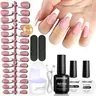 JODSONE 154PCS New Upgrade French Gel Nail Tips Kit French Tip Press on Nails Soft Fack Nail Tips Gel Nail Glue,Builder Gel,Top Coat,Nail Lamp All Included for Nail Art Easy DIY, Gel Nail Set, Manicure, Nail Care