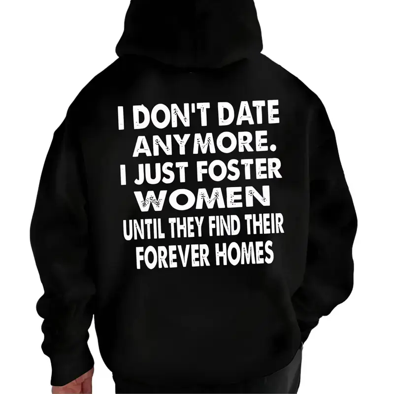 Women's Classic Fleece Hoodie - Made in USA, Sarcastic Gen X "I Don’t Date Anymore, I Just Foster" Graphic, Stretch Seamless Hem, Matching Casual Streetstyle Unisex Trendy Top, Long Sleeve, Print, Pullover