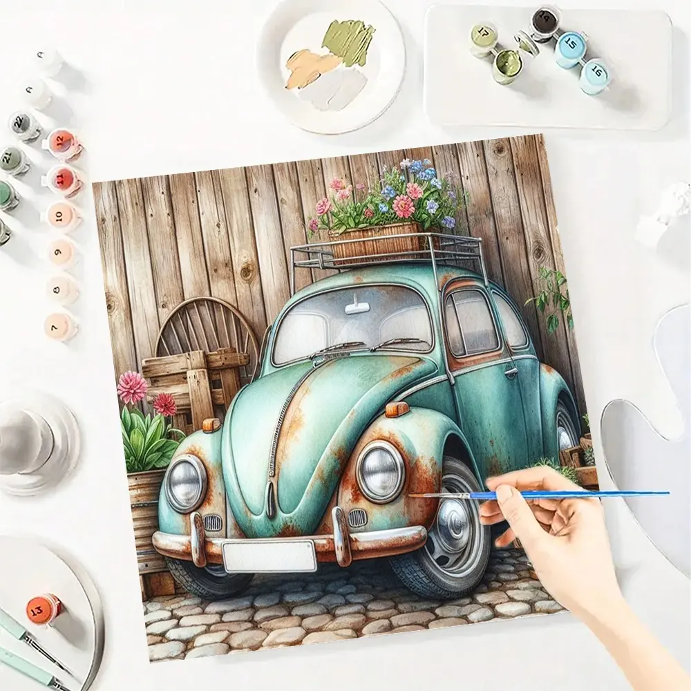 Automobile Paint by Numbers for Adult,Paint by Number Kit for Beginners,DIY Acrylic Paint Canvas Painting Kits Art ,Home Wall Decor Gift for Her, 20x20 inch(Without Frame)