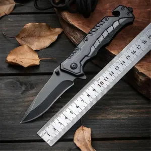 Black Stainless Steel Folding Pocket Knife for Survival, Hunting, Camping, and Protection, Comes with Clip, 3 inch Blade, Lightweight, Non Serrated Edge, Great for Men and Women razor knives edc tools