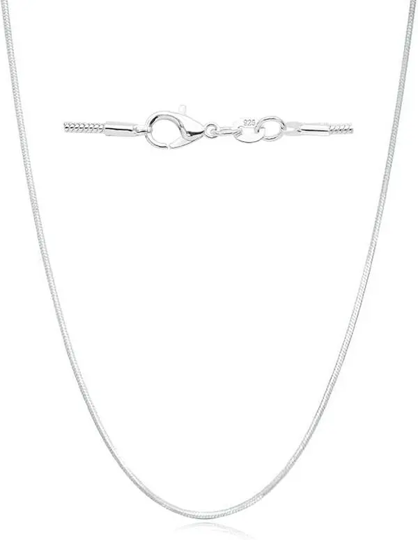 Sterling Silver Snake Chain Necklace for Women, Dainty 19.7 Inch Hypoallergenic Link Chain for Stackable Daily Wear, Stylish Accessories, Silver Necklaces, 1.5Mm Snake Chain