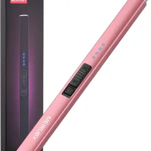 MEIRUBY Electric Candle Lighter, Christmas Stocking Stuffers Gifts for Women Mom Men Wife Sister, USB Arc Rechargeable Windproof Long Lighter for Candle BBQ Housewarming Birthday Gifts Idals