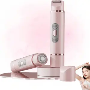 2-in-1 women's dual head electric hair removal device and shaver, USB charging, easy to carry, suitable for bikini, underarm, leg hair removal, equipped with stainless steel blades and cleaning brush, USB Rechargeable Shaver