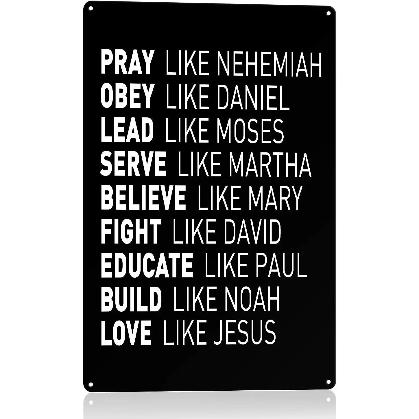 Christian Bible Verse Tin-Steel Wall Art Plaque Sign - Retro Tin Sign Home Decor Products, Pray Like Nehemiah-Obey Like Daniel, Bar Club Home Office Decor Gift