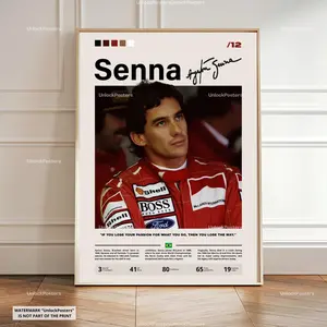 [Racing Decor - Sale Up To 40%] [Unframe] Ayrton Senna McLaren Racing Poster, McLaren Racing Legend Wall Art, Professional Motorsport Portrait, Iconic Grand Prix Decor, Car Racing Illustration