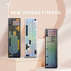 AULA F108 PRO Three-mode Mechanical Game Keyboard High-Definition Smart Screen, Multi-Function Knob 15 Kinds Of RGB Lighting Effects all-key Hot Plug Compatible With Windows/Mac/IOS System Connection High Value