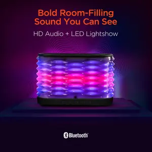 Portable Wireless Bluetooth Speaker with Beat-Driven LED Lights, Powerful HD Sound, Built-in Mic to Take Calls, Stream Music for Home, Outdoor & More