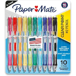 Mechanical Pencils, 0.7mm HB #2 Pencil Lead, 2 Pencils, Assorted Barrel Colors, 10 Count - Back to School,Teacher Supplies, Drawing, Sketching