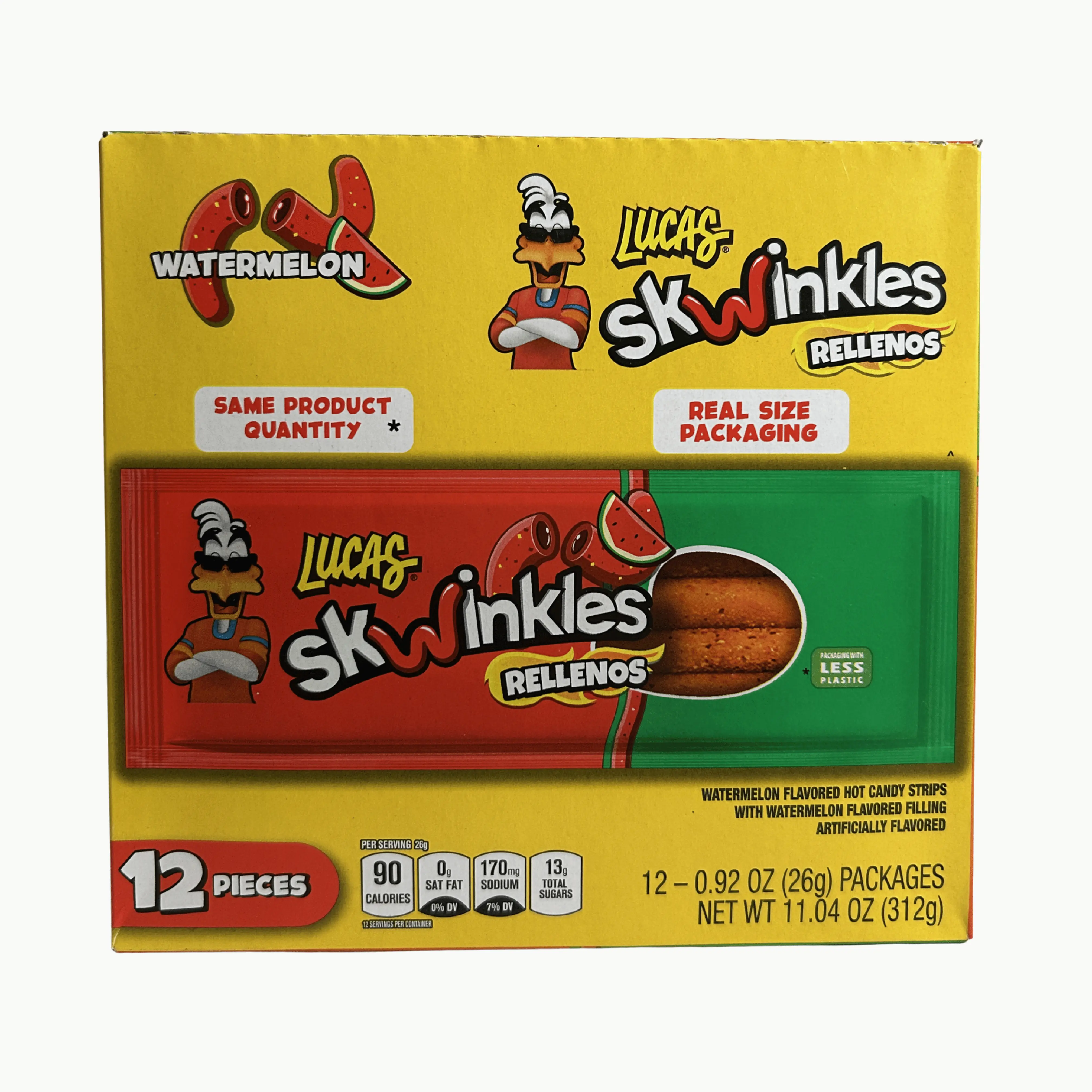 Lucas Skwinkles Rellenos Watermelon Candy Strips with Watermelon Filling 12-Pack Mexican Candy