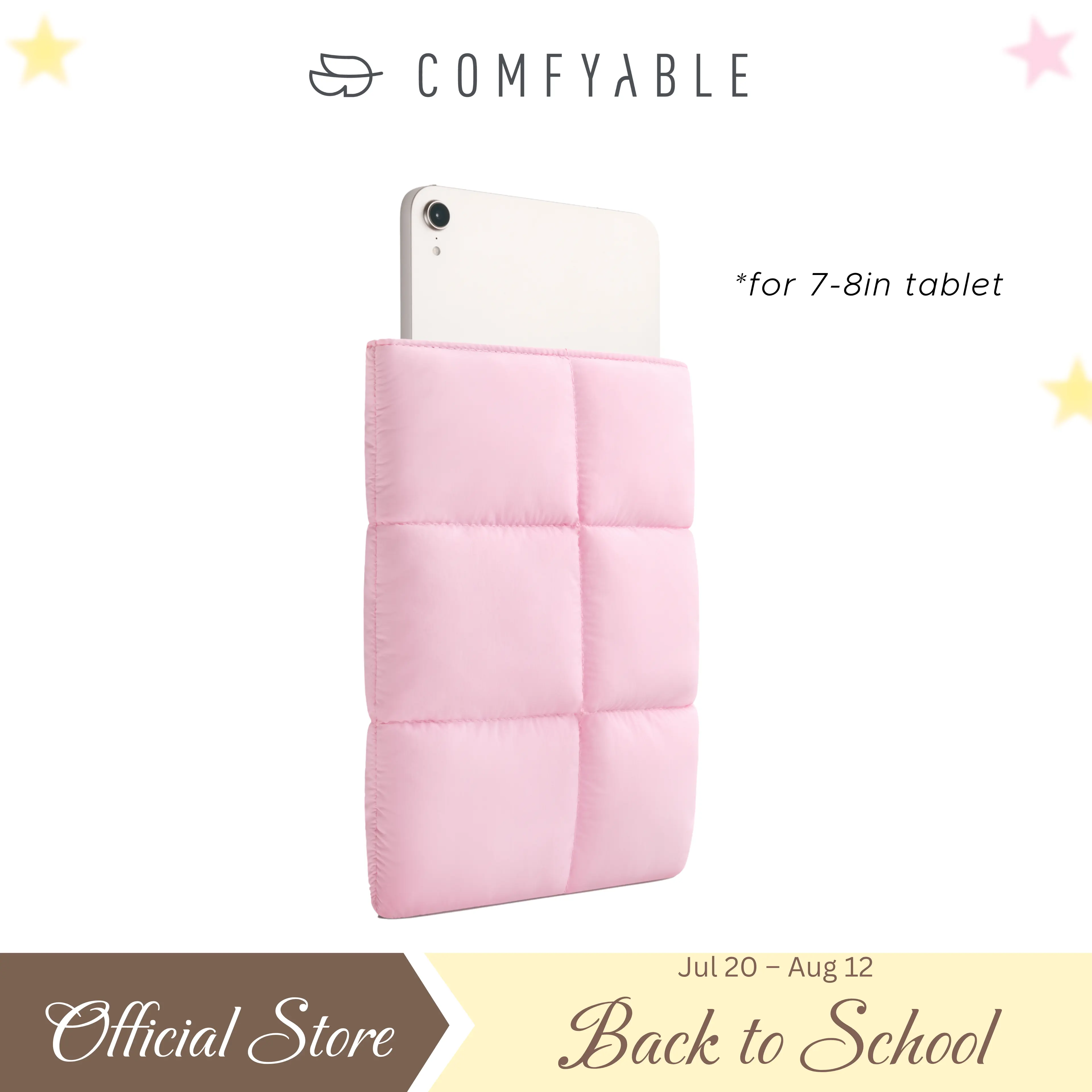 Comfyable Cute Puffy Tablet Sleeve Cover for 7-8 Inch iPad Mini & Kindle, Aesthetic Quilted Tablet Accessories, Trendy Must-Have Carrying Case