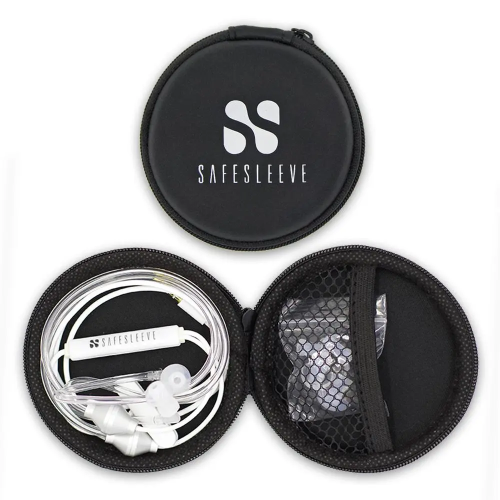 SafeSleeve EMF Protection Anti Radiation Free Air Tube Headphones: Reduces EMF Radiation 5G, Aluminum Metal Earbuds with Microphone & Volume Control, for All Devices