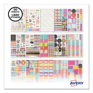 Avery AVE6780 Adhesive Die-Cut Colorful Paper Planner Stickers for Moms, Pack of 1820, Adhesive Stickers Stickers, Colorful Paper Stickers