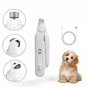 2-in-1 Pet Nail Clipper & Grinder with LED Light, USB Rechargeable Care Tool Portable Hair Removal Roller