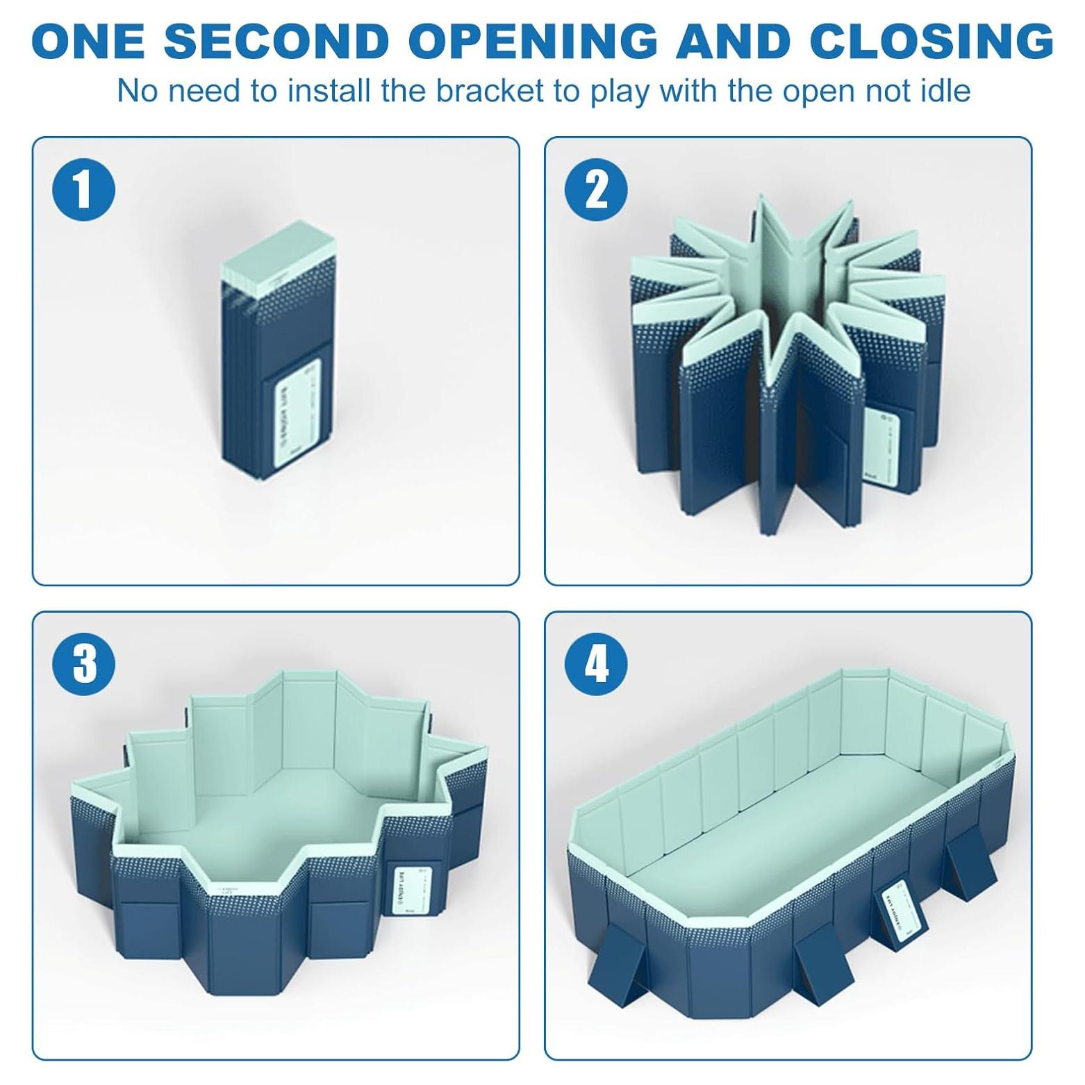 Large Foldable Swimming Pool, Foldable Frame Swimming Pool-NoInflation, Large Capacity, StableTriangular Support, Space - Saving Storage  for adults/children/pets/beach/patio/outdoor use