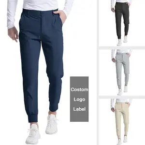 Youth Stretch Golf Jogger Slim Fit Long Pants Casual Pants Men Four Seasons High-End Feel Fashion Menswear Trouser Plain Pocket Operator Tractor Black Elastic Beige