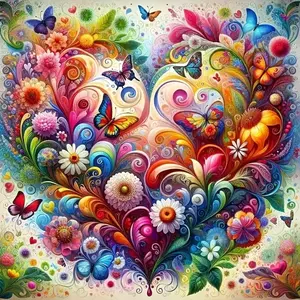 Dreamy Vibrant Heart Floral Art Painting Diamond Painting 5D DIY Diamond Painting Kit Full Drill Square Round Diamonds Embroidery Cross Stitch Art Craft Home Wall Decor Art Gift, Handmade Gifts Handmade Painting Set
