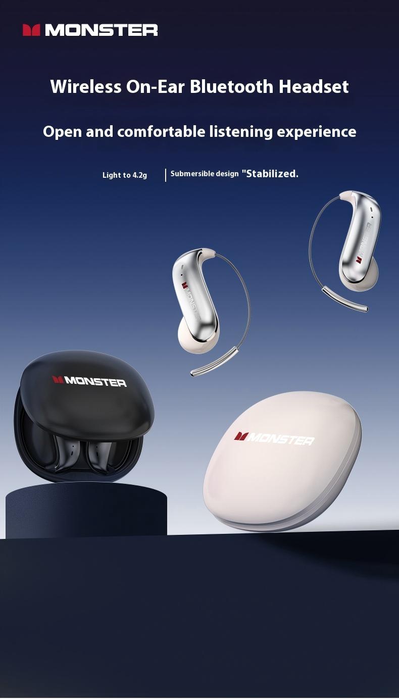 Monster Open-Ear Mic Headset, Wireless Earbuds, Secure Earhook Design, Mic Noise Cancelling, 165H Playtime, Bluetooth 6.0, Sweatproof, Lightweight, Comfortable, for Running, Workout, Cycling, Driving – Perfect Gifts - SummerWins - DealsForYouDays Monster Open-Ear Mic Headset, Wireless Earbuds, Secure Earhook Design, Mic Noise Cancelling, 165H Playtime, Bluetooth 6.0, Sweatproof, Lightweight, Comfortable, for Running, Workout, Cycling, Driving – Perfect Gifts - SummerWins - DealsForYouDays