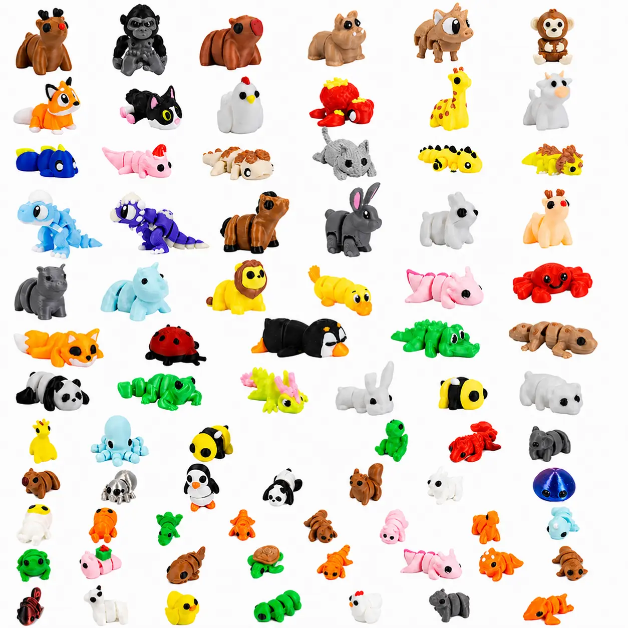 85PCS Mini & Tiny 3D Printed Animals, Flexible Articulated Fidget Toys | Party Favors, Classroom Rewards, Goodie Bag Stuffers, Treasure Boxes, Collecting & Desk Pets