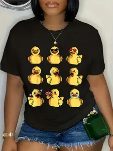 100% Cotton Unisex Rubber Ducky Shirt | Cool Duck Bath Toy Round Neck Short Sleeve T-ShirtRound Neck Short Sleeve T-Shirt Women's Men Graphic Tee