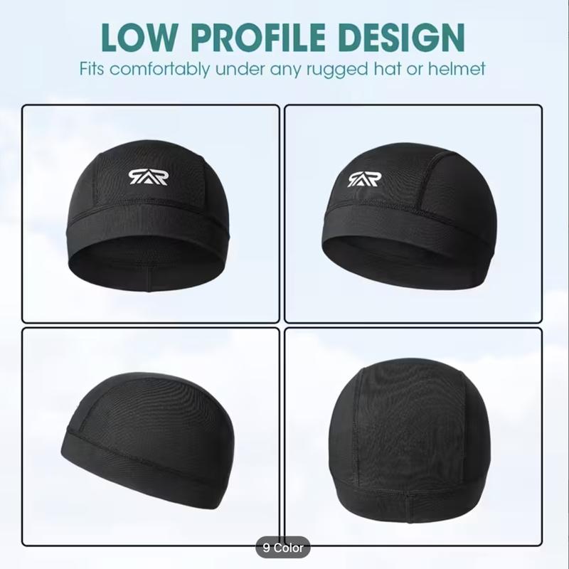 SINGBIT 2PCS High Stretch Polyamide 85% Spandex 15% Unisex Solid Color Sports Skull Cap Black White for Men Women Breathable Machine Washable