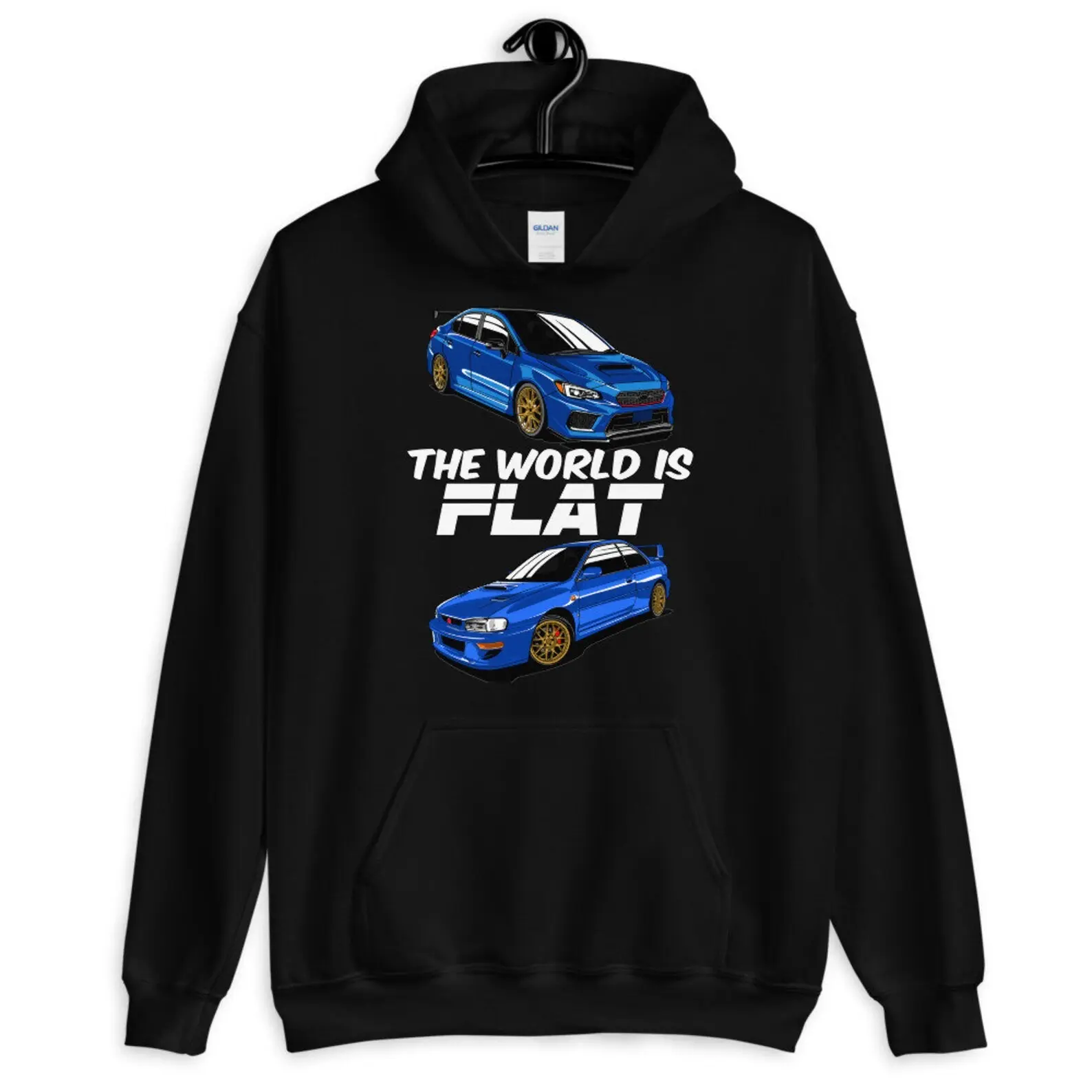 Subaru Impreza WRX STI Blue Car Tee - The World is Flat Graphic Hoodie Sweatshirt T-shirt
