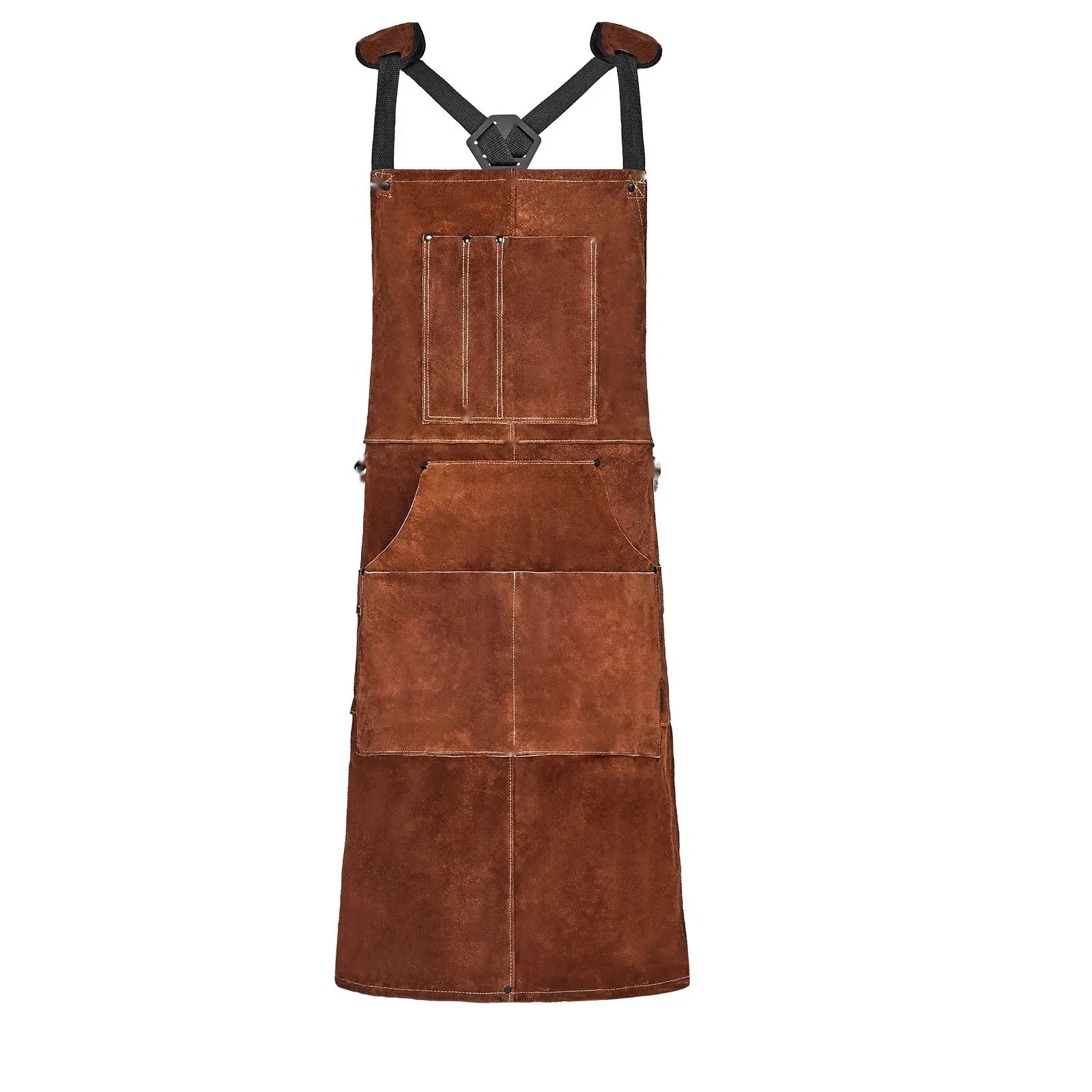 Leather Welding Apron For Professionals - Heavy Duty Cowhide, Heat Resistant, Anti-Spark And Flame-Resistant, Industrial-Grade Welding Apron With Adjustable Neck Strap And Durable Waist Ties