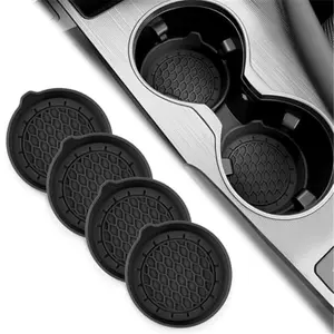 Car Cup Holder Coaster, Silicone Cup Holder Insert, Universal Non-Slip Cup Holders, Car Accessories Interior for Women and Man Interior Sets 4 Pack Black