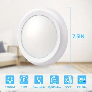 2024 10 Pack LED Disk Lights 5/ 6 Inch, Dimmable Flush Mount Ceiling Lights, 15W, 1200LM, 2700K 3000K 3500K 4000K 5000K Selectable, Low Profile Recessed Lighting Fixture, Surface Mount Disc Lights, White