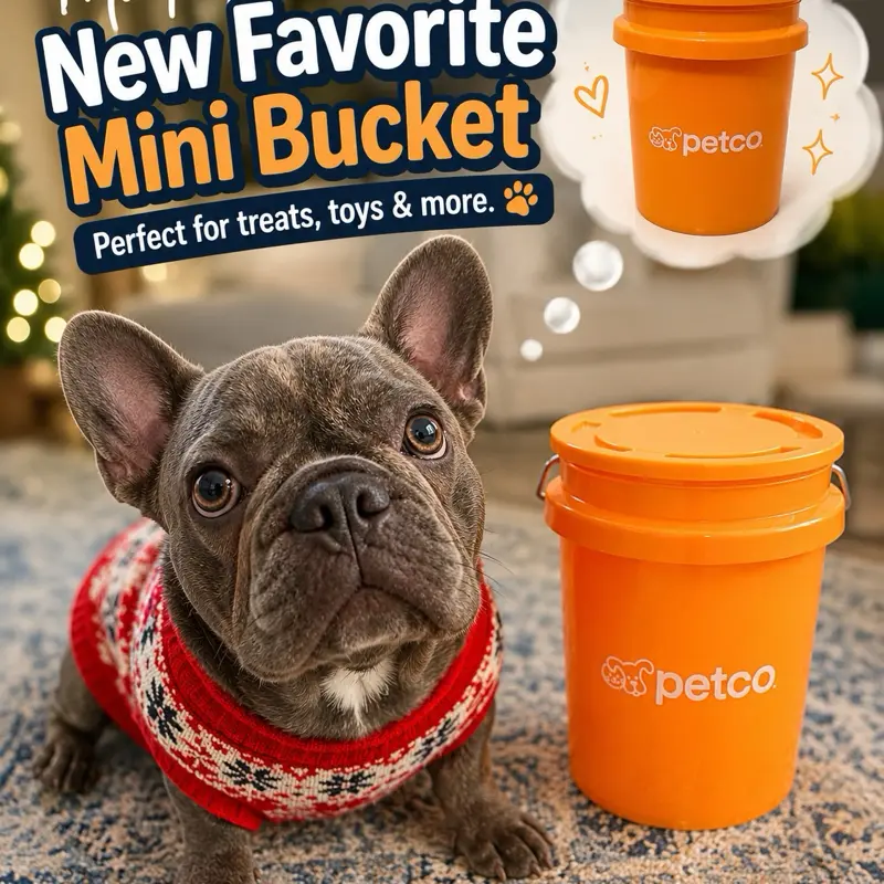 Petco Mini Bucket, Orange with Lid, New In Stock, Fast Shipping