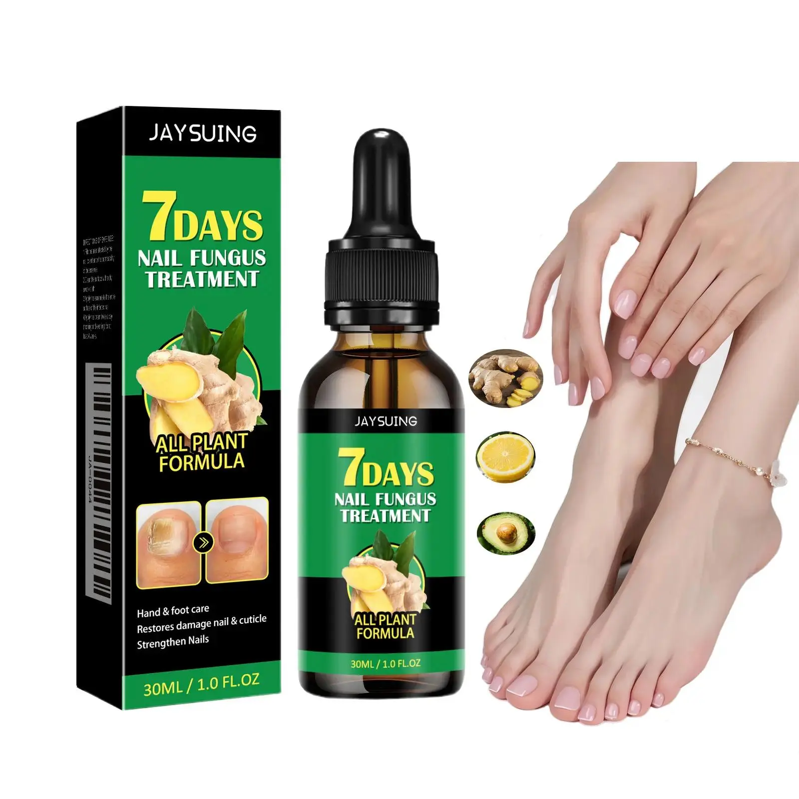 Ginger Nail Care Serum for Stronger, Healthier Looking Nails, Natural Nail Repair Oil for Dry, Brittle Nails, Daily Cuticle & Nail Care at Home Lightweight Moisture
