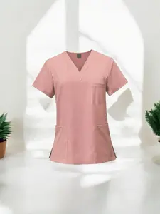 Women's Light Pink Scrubs Top Comfort Breathable Comfortable