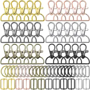 Bulk with Key Chain Swivel Hook D Rings and Slide Buckles for Handbag Purse Hardware Craft (3/4 Inch)