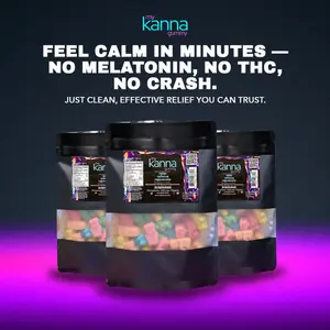 MyKanna Gummy - Calming Kanna Gummies with L-Theanine for Daytime Stress Relief & Better Sleep - 25mg Kanna/75mg L-Theanine per Gummy