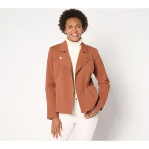 Isaac Mizrahi Live! 24/7 Stretch Zip Front Moto Jacket