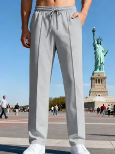 Men's Loose-Fit Knitted Casual Sports Business Jogger Pants, All-Season American Style, Comfortable and Stylish, Perfect for Running, Casual Sports Trousers