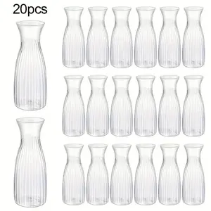 20 Piece Plastic Striped Vase Set Transparent DIY Floral Arrangement Creative Decor for Home Table Wedding Party and Holiday Decoration