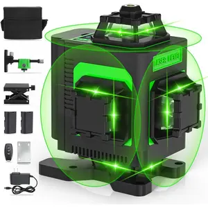 , 4x360° 4D Line for Construction and Picture, 130Ft 16 Green 360 Self Leveling with 10000mAh Battery, Type-C, Brightness