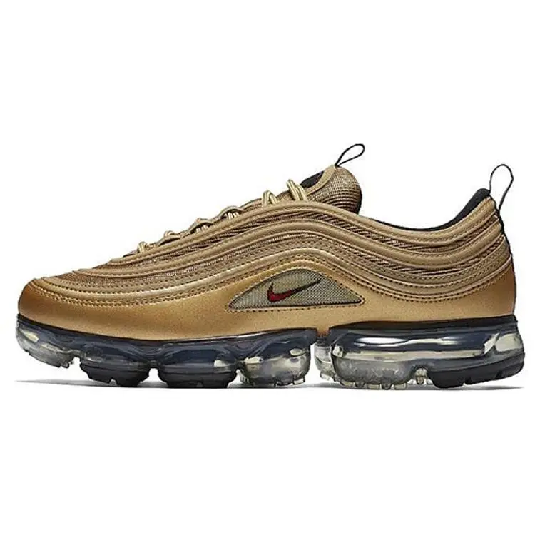 Nike Air Vapormax 97 'Metallic Gold' Breathable Lightweight Shoes, Casual Sports Sneakers, Casual Sneakers, Rubber, Snug Fit, Futuristic Design