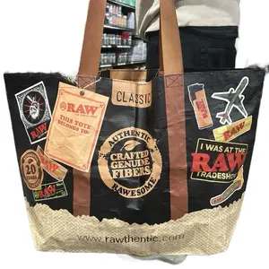 RAW Authentic Tote Bag - Black with Genuine Fibers & Raw Tradeshow Stickers