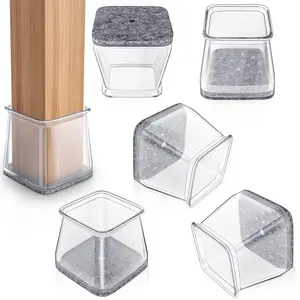 16Pcs Square Chair Leg Floor Protectors, Felt Furniture Pads for Hardwood Floors, Chair Leg Caps, No Scratches and Reduce Noise, Hardware