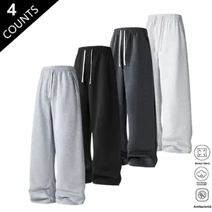 Men's Regular Straight Waist Elastic Belt Sweatpants Durable Soft Fabric Micro-Elastic Drawstring Waist All-Season Comfortable Casual Trousers Outdoor Sportswear
