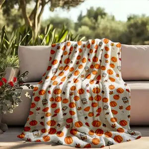 Soft Pumpkin Blanket, Autumn Throw Rug, Thanksgiving Decor, Cozy Fleece Sofa Cover, Comfortable Fall Decoration