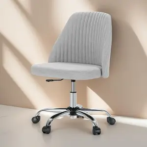 Armless Office Chair, Modern Fabric Home Office Desk Chairs with Wheels Adjustable Swivel Task Computer Vanity Seat for Small Spaces Armless Office Chair Cute Desk Chair, Modern Fabric Home Office Desk Chairs with Wheels Adjustable Swivel Task Computer Va