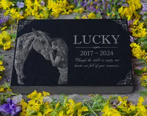 Custom Horse Memorial Stone | Personalized Photo Engraved Marker | Arabians, Thoroughbreds, Quarter Horses | Outdoor Stable & Garden Tribute