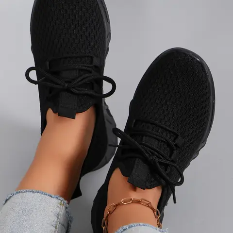 Women's Fashionable Lace Up Low Top Textile Sneakers, Casual Comfortable Breathable Sports Shoes, Female All-match Round Toe Shoes for Daily Wear, Lightweight Casual Sneakers, Low Top Trainers, Lowtop Casual Sneaker