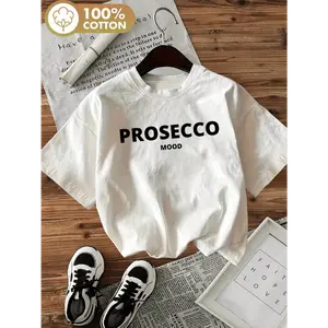 Women's Vintage Casual Short Sleeve Crew Neck T-Shirt, Prosecco Mood T-Shirt, Women's Retro Graphic Tee, Trendy Gift T-Shirt, Everyday Wear, Unisex Funny Cotton Tshirt, Top Womenswear Streetwear