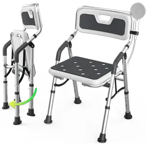 Foldable Shower Chair for Inside Shower with Arms and , Shower Chair for  and  with Adjustable Height,Folding Bath Chairs for Seniors,Quick-Assembly & Comfortable